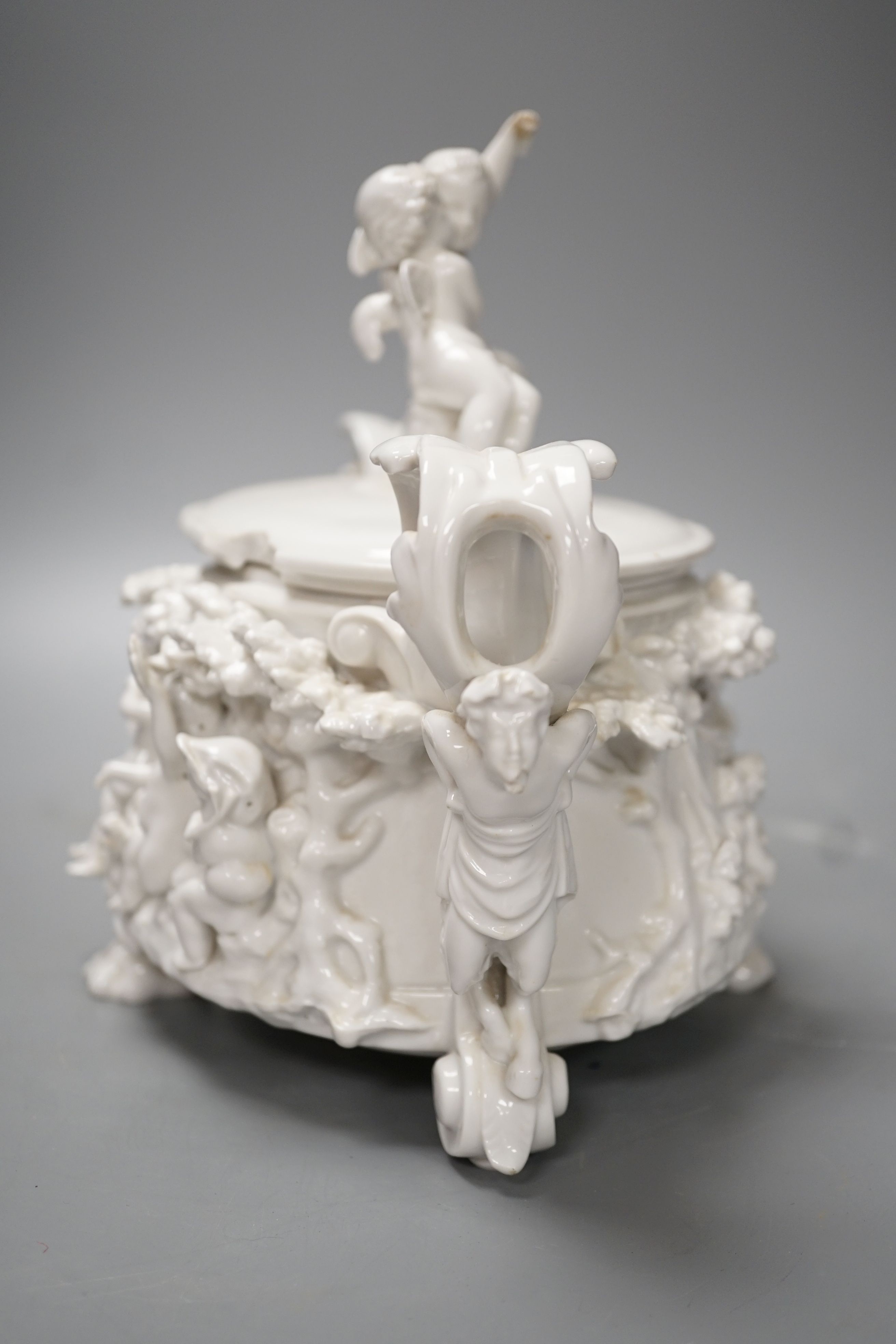 A Capodimonte style porcelain dish and cover - 22cm high